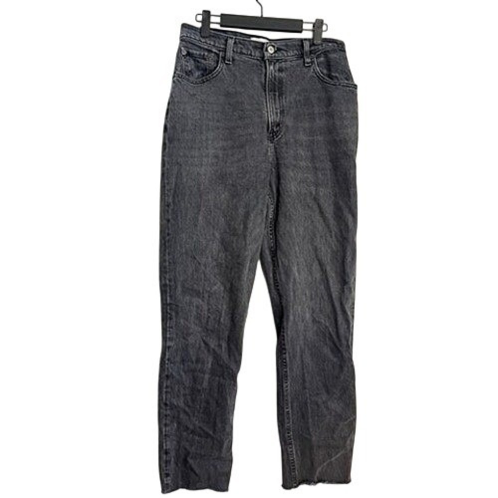 Abercrombie & Fitch 90s Straight Ultra High rise Jeans Washed Black Raw Hem 8/29